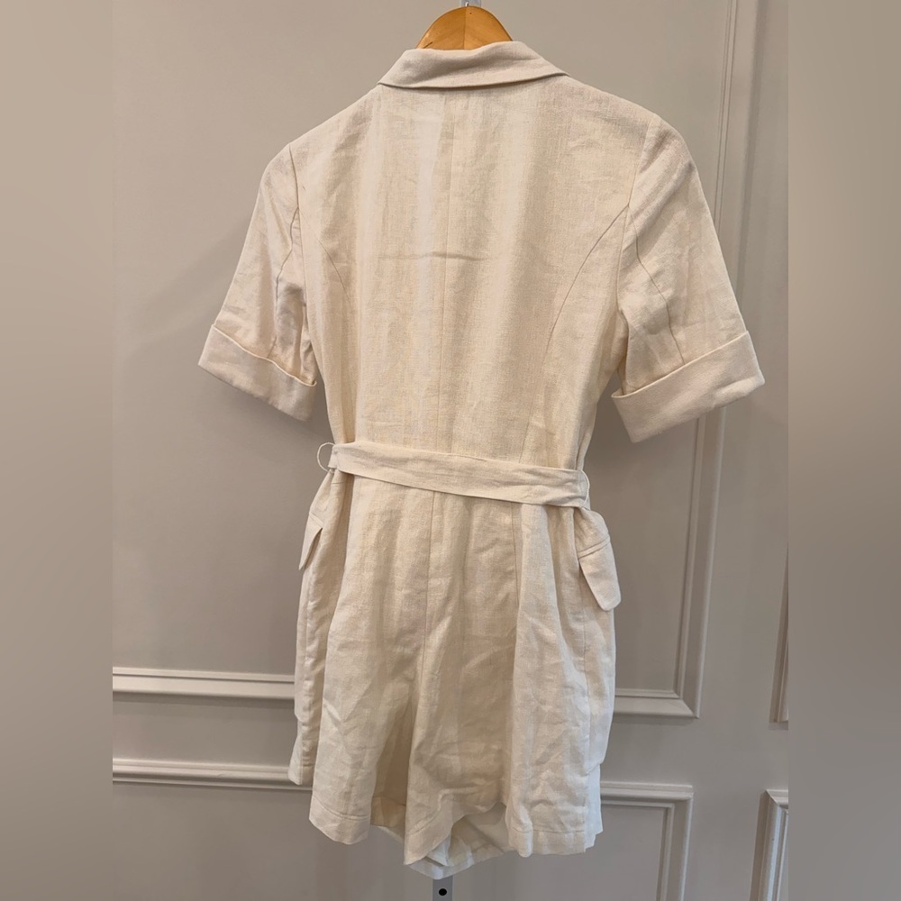 Donna Morgan White Tailored Linen Jumpsuit - Picture 4 of 8